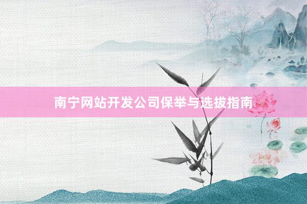 南宁网站开发公司保举与选拔指南